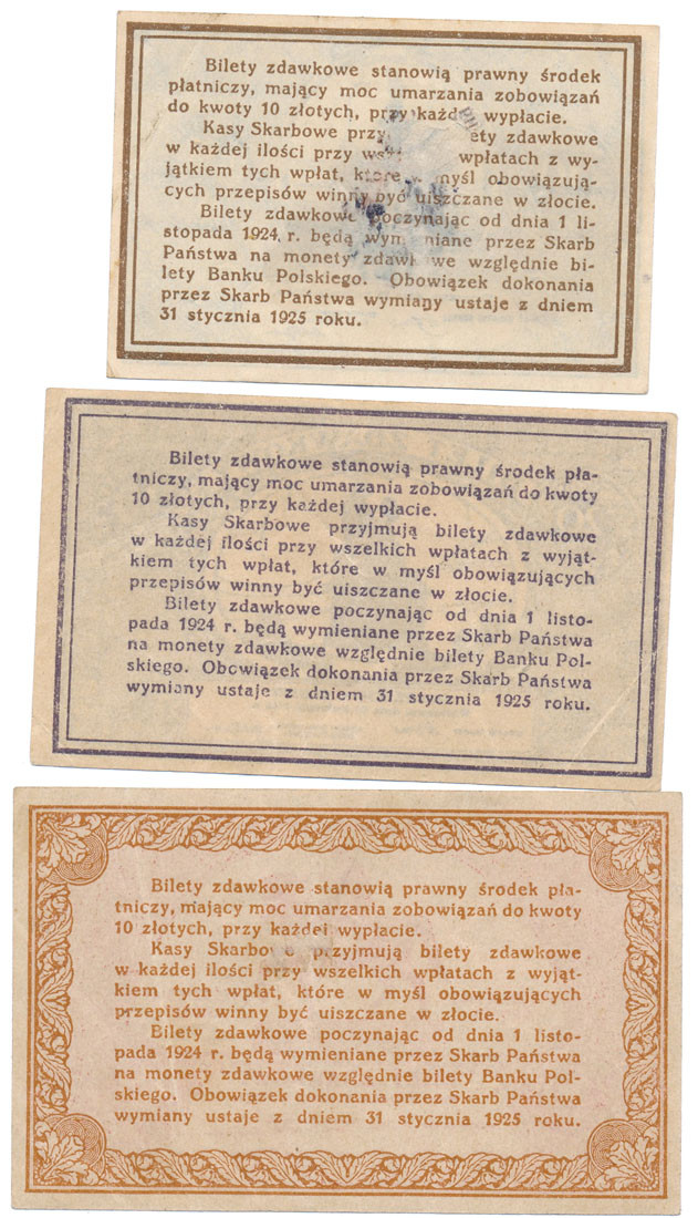 10, 20, 50 groszy 1924, zestaw 3 banknotów